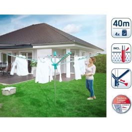 Leifheit 85285 Linomatic 400 Easy Secadora sombrilla de jardín - 40 metros con sistema Easy-Lift, retracción automática del alambre