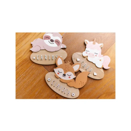 Wondee Placa de Pared Personalizable Lazy Bear para Habitación Infantil, Decoración de Madera Sostenible