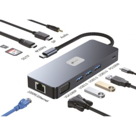 Docking USB Tipo-C Leotec LEDS03/ 3xUSB/ 1xUSB Tipo-C PD/ 1xHDMI 4K/ 1 xDisplayPort/ 1xVGA/ 1xAudio/ 1xRJ45/ 1xLector Tarjetas SD y MicroSD/ Gris Precio: 59.50000034. SKU: B1AYP56Y6B