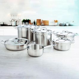 Quid Olla Acero Inoxidable Azzero 18x16 cm, 2 piezas, Asas Acero, Apto Inducción, Gas, Vitrocerámica y Lavavajillas, Higiénica