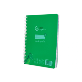 Liderpapel Cuaderno espiral Pautaguía A5 Tapa plástico 80 hojas 90gr Cuadro pautado 3 mm con margen Color verde