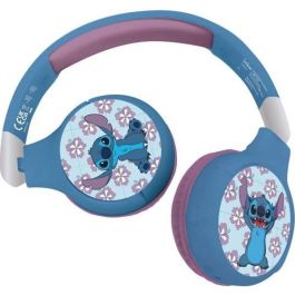 LEXIBOOK - Auriculares 2 en 1 Disney Stitch - Bluetooth inalámbrico 5.0 o cable Audi - Batería recargable de larga duración - Azul