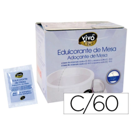 Vivochef Edulcorante de mesa fácil disolución, 60 sobres, dispensador Precio: 0.8900001. SKU: B15ABDVQ5H