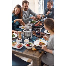 WMF 0415040011 Raclette Lono para 8 personas, 1500W, Antiadherente, Placas Desmontables, Rectangular, Negro/Cromo