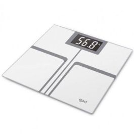 GKL FITMAXWHITE Báscula de Baño Digital, Vidrio Templado, 200kg, Pantalla Extragrande Blanca