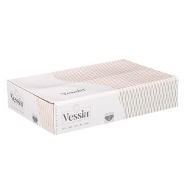 Vessia Tazón para Consomé con Asas, Cerámica de Loza, Capacidad 650 ml, Color Beige o Gris, Dimensiones 19 x 14.3 x 8.5 cm (Set de 24)