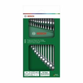 Bosch BOS4053423254136 Juego de Llaves Combinadas de 15 Piezas, Métrico 6-21 mm, Llaves de Boca Universales Robustas, Diseño Ergonómico