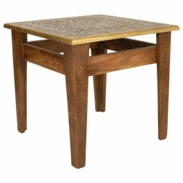 Mesa de Centro Alexandra House Living Marrón Oro Metal Madera de mango 45 x 42 x 45 cm