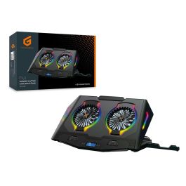 Conceptronic THYIA02B Soporte Base Refrigeración Portátiles Gaming 17" RGB 2 Ventiladores Silenciosos Pantalla LCD 4 Niveles USB Negro