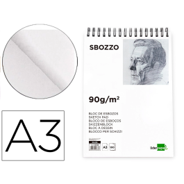 Liderpapel Bloc Dibujo Esbozos Espiral A3 297x420mm 100 Hojas 90gr/m2 Sin Recuadro Precio: 12.50000059. SKU: B1HERBM9L4