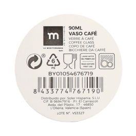 La Mediterranea Vaso Cafe 90ml Ps 6cm Ancho x 6.4cm Alto x 6cm Largo (24 Unidades)