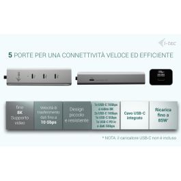 Hub USB i-Tec C31HUBMETAL8KPDPRO Plateado