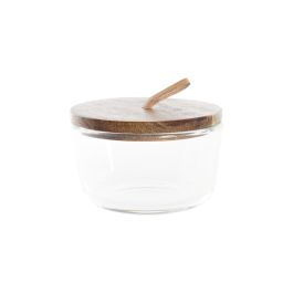 DKD Home Decor Bol Basicos Set de 4 piezas (2 Unidades) Marron Transparente de Cristal y Acacia 240ml - 10.5 x 7 x 31 cm