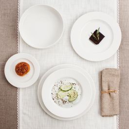 Ariane Plato Oval Prime Porcelana Reforzado Profesional Apilable 38x25 cm Blanco - Apto Lavavajillas/Microondas/Horno (Pack 6)