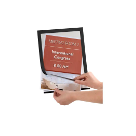 Q-connect Marco Porta Anuncios Magnético DIN A4 Adhesivo Removible, Negro, Pack 2 Unidades