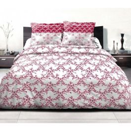 Juego nórdico 220x240 cm HOME LINGE PASSION FRISE: Funda nórdica + 2 fundas de almohada - 100% Algodón 57 hilos - Burdeos