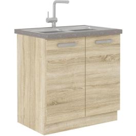 LASSEN Mueble Bajo Fregadero Cocina 80 cm - Roble Sonoma Claro, Tablero Partículas Melamina, Cantos PVC - Fabricado Europa Precio: 91.50000035. SKU: B1BXMYVBXC