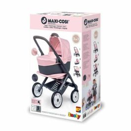 Smoby Combi Silla + Capazo Rosa, Juguete Estilo Maxi Cosi, Edad Mínima 3 años