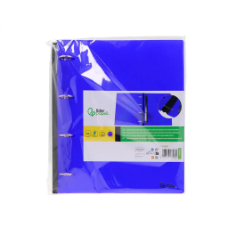 Liderpapel Carpeta 4 Anillas Redondas 25 mm Polipropileno DIN A4 Ultra Compacta Lomo Extensible 4 cm Azul