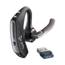 Poly Voyager 5200 UC Auricular Bluetooth Profesional con Cancelación de Ruido Adaptativa WindSmart, 4 Micrófonos, Estuche Carga y Adaptador USB BT600