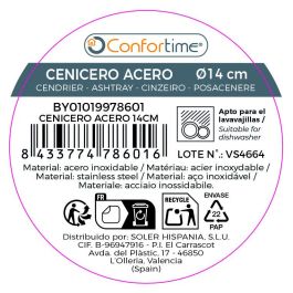 Confortime Cenicero de Acero Inoxidable Redondo para Exterior/Interior de 14 cm de Diámetro (24 Unidades)
