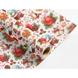 Papel De Regalo Liderpapel Navidad Rollo Ancho 70 cm Longitud 2 Mt Gramaje 60 gr Diseños Surtidos B-2024 50 unidades