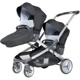 Red Castle Cochecito Doble Evolutwin Negro para Uno o Dos Niños desde el Nacimiento hasta 15kg por Niño