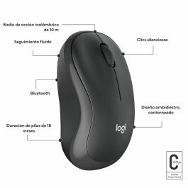 Logitech M240 Ratón Bluetooth Silencioso, 90% Menos Ruido de Clic, 18 Meses Autonomía de Batería, Diseño Ambidextro y Compacto para Viaje