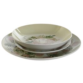 DKD Home Decor Vajilla Tradicional Ivy&daisy 2022 18 Piezas Porcelana Verde Beige 27x27x3 cm
