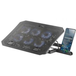 Mars Gaming Soporte Refrigerante MNBC23 para Portátiles hasta 16" con Iluminación LED Azul y Soporte para Smartphone