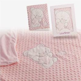 Manta doble 100x75 oso bordado rosa cajita regalo Manta doble 100x75 oso bordado rosa cajita regalo