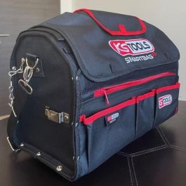 Ks Tools Bolso Bandolera Grande Vacío para Herramientas y Accesorios, Asa Reforzada, Múltiples Bolsillos, Tejido Resistente