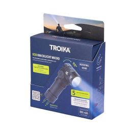 TROIKA ECO KNICKLICHT MICRO Linterna Frontal y de Mano LED Recargable USB, 5 Modos Luz Blanca y Roja, Negro, Aluminio