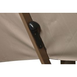 DKD Home Decor Parasol Terraza Jardín Beige Champán 350x280x286 cm con LED Solar Giratorio 360º Plegable Poliéster 220gsm Aluminio