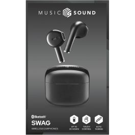 Cellularline MS Auriculares Bluetooth SWAG In-Ear con Micrófono y Estuche de Carga, Negro