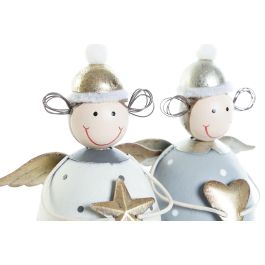 DKD Home Decor Figura Navidad Moderna Metal Blanco Gris 6.5 x 14 x 9 cm Angel (6 Unidades)