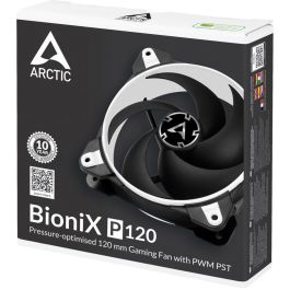 ARCTIC BioniX P120 Ventilador PWM para Carcasa PC, 12 cm, Blanco y Negro, 200-2100 RPM, Silencioso (0.45 sonio)