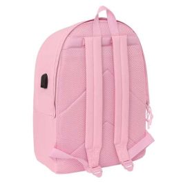 Safta Mochila Doble para Portátil 15,6" + USB Real Madrid Chica Rosa 31x44x18 cm