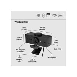 HP Webcam 620 FHD 1080p 60fps Cámara Web con Micrófono Incorporado