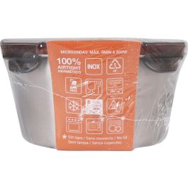 Quttin Fiambrera de Acero 0.6L para Microondas y Horno, 13.5 x 7 x 13.5 cm (12 Unidades)