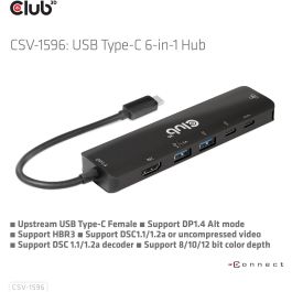Club3D CSV-1596 USB-C Hub 6 en 1 HDMI/2xUSB/2xUSB-C/LAN 4K120Hz PD100W Negro para PC/Mac