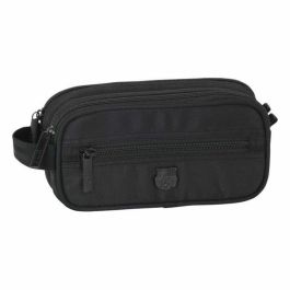FC Barcelona Bolsa de Accesorios y Cables para Portátil Safta Oficial Negra - Estuche Organizador de Viaje y Escritorio Resistente 21x8x10 cm