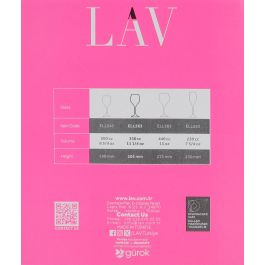 Lav Set 6 Copas Vino/Agua Ella 330 cc con dimensiones 8 cm ancho x 20.5 cm alto x 6.5 cm largo (4 Cajas)