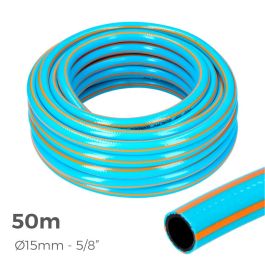 Edm Manguera de jardín Pro 50 m PVC 3 capas, anti-UV y anti-algas, 5/8" 15 mm, azul/naranja Precio: 65.49999951. SKU: S7904616