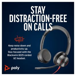 HP Auriculares Estéreo Blackwire C8225-M USB-C/A Certificado para Teams Negro