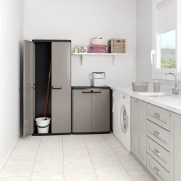 Keter KIS Più Armario Utilitario - 68 x 39 x 166 cm - 3 Estantes - Gris Antracita y Negro