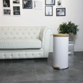 KITCHEN MOVE Papelera de cocina con pedal Forest 30L Blanco mate de acero inoxidable con cubo, fácil de limpiar y a prueba de huellas dactilares