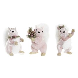 Figura Navidad Alpina DKD Home Decor Rosa 16 x 21 x 13 cm (3 Unidades)