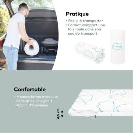 Babymoov Colchón de viaje Cosy'Lite Nomad 60x120cm - Plegable, Certificado Oeko-Tex 100, Tejido Reciclado y Funda Lavable, con Bolsa Transporte