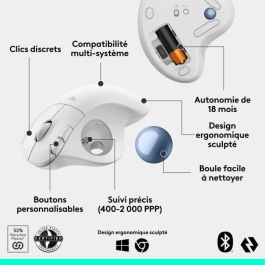Logitech ERGO M575S Trackball Inalámbrico - Blanco "Off White"